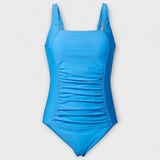 Retro Padded Swimsuit in Azure, Square Neck