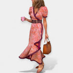 Romantic Belted Dress with Puff Sleeves