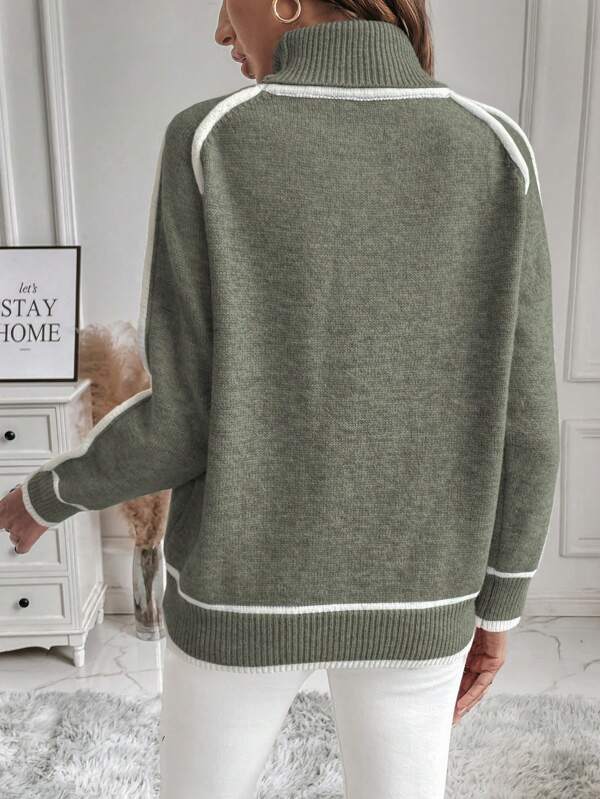 Contrast Stripe Turtleneck Jumper