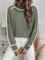 Contrast Stripe Turtleneck Jumper