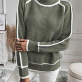 Contrast Stripe Turtleneck Jumper