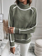 Contrast Stripe Turtleneck Jumper