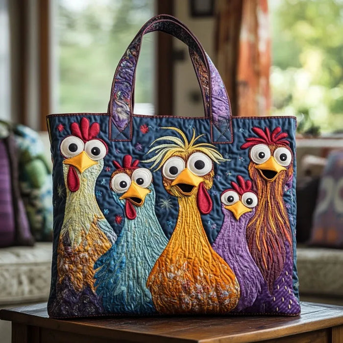 Handcrafted Bag - Five Colourful Hens