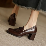 Patent Block-Heel Loafers