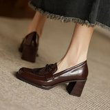 Patent Block-Heel Loafers