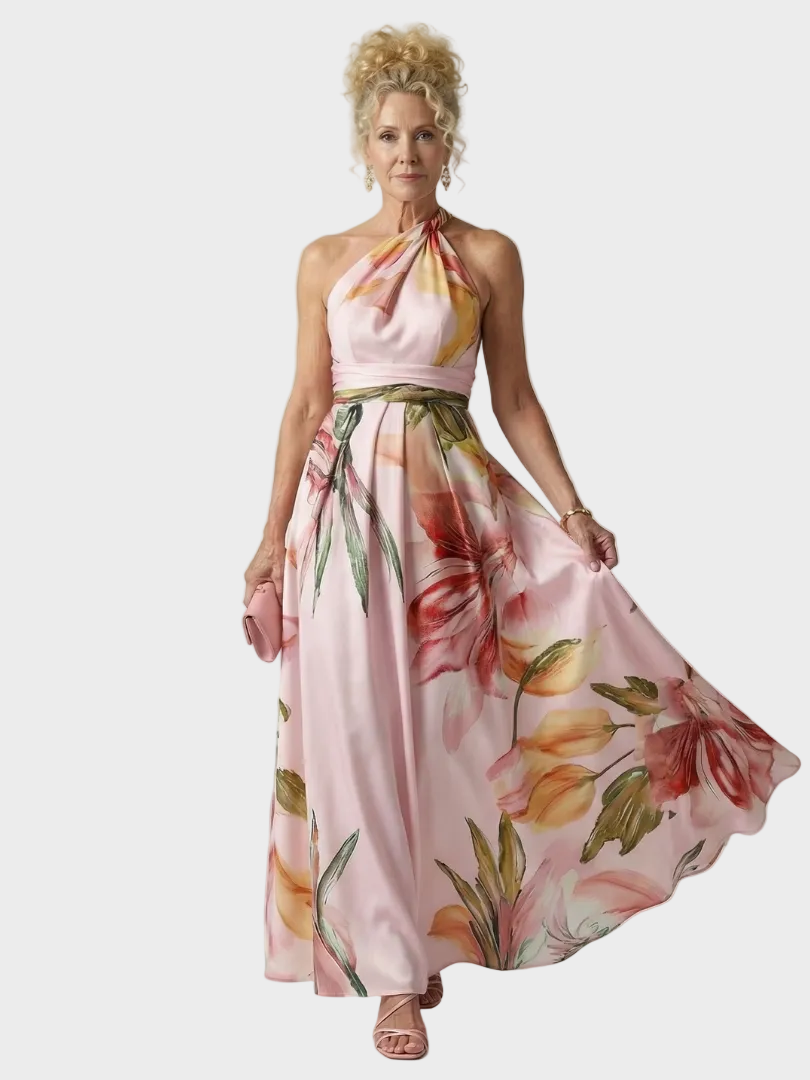 Emilia | Floral Maxi Dress Pink, photo studio