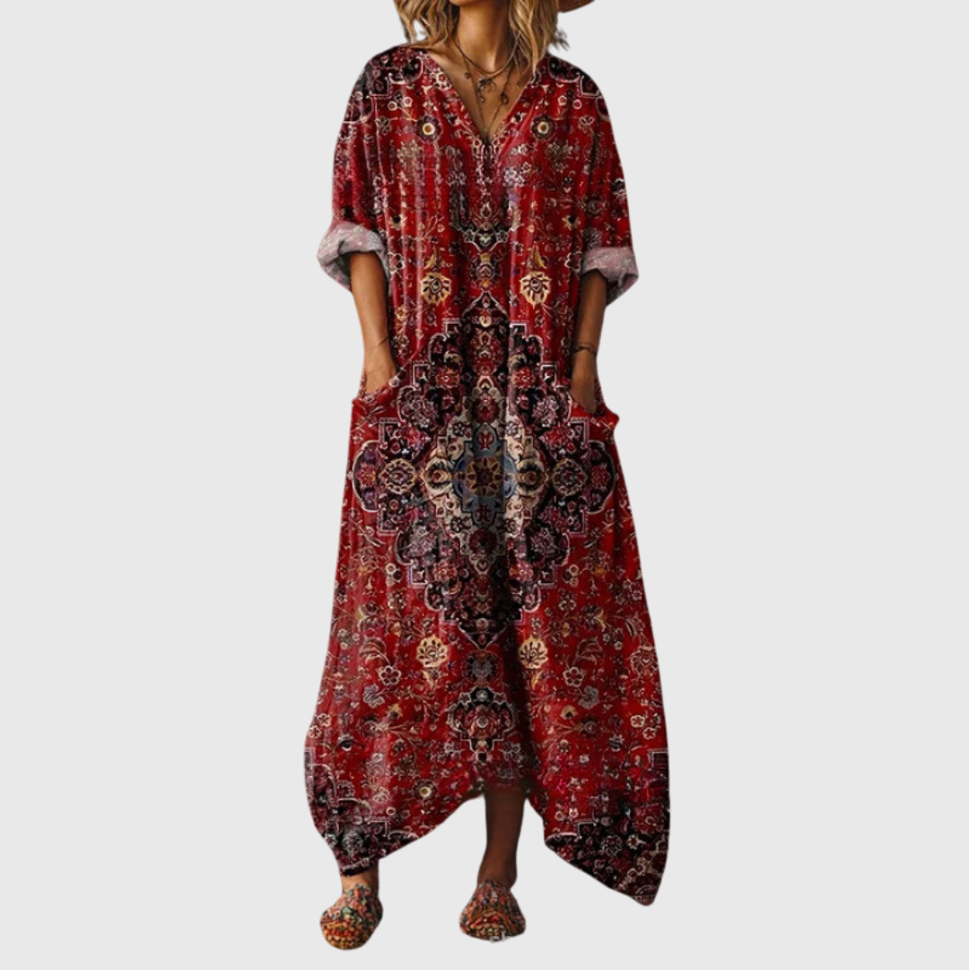 Jane | Colourful Print Maxi Dress