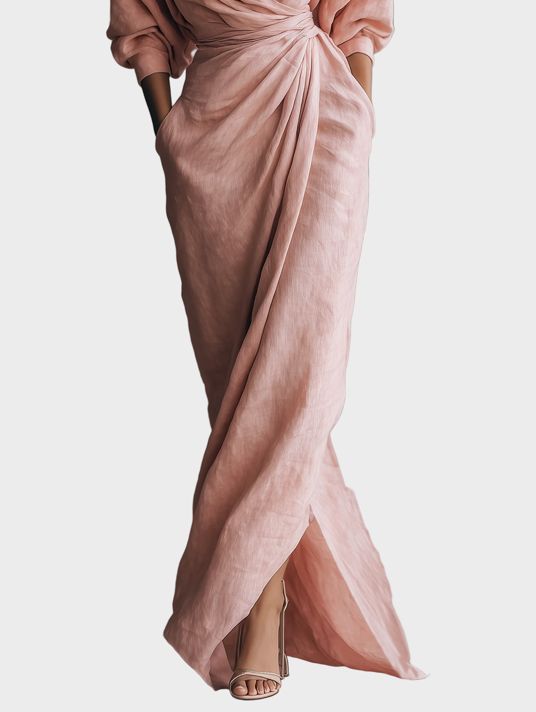 V-Neck Linen Maxi Dress