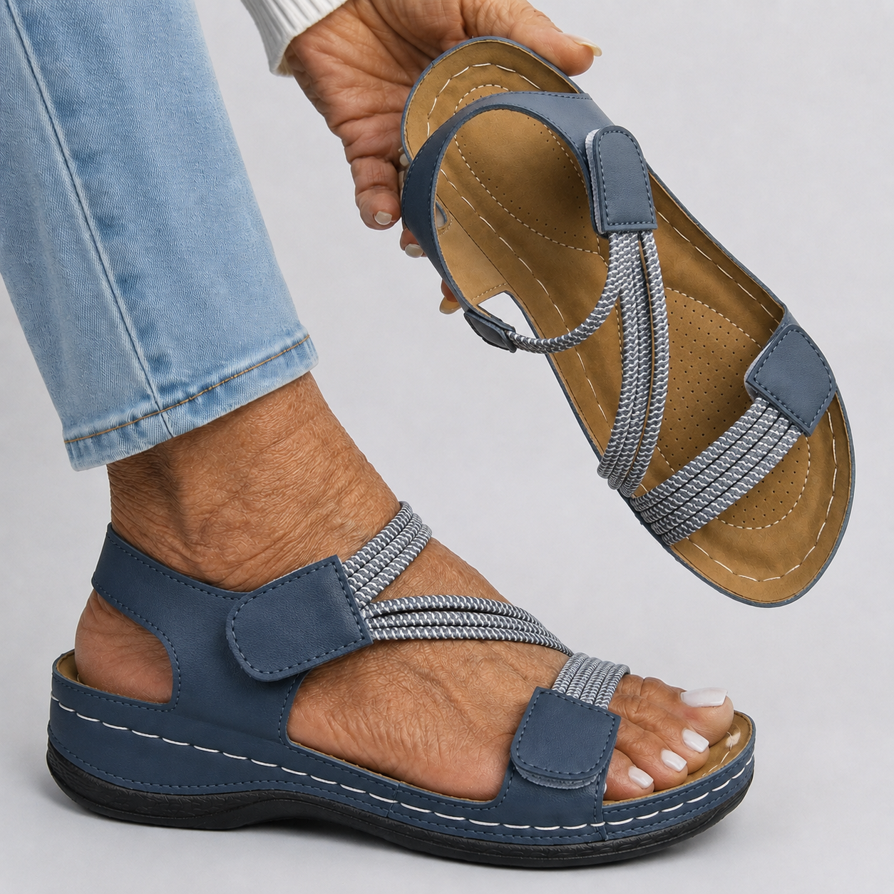 Lylia Orthopedic Comfort Sandals Blue, photo studio
