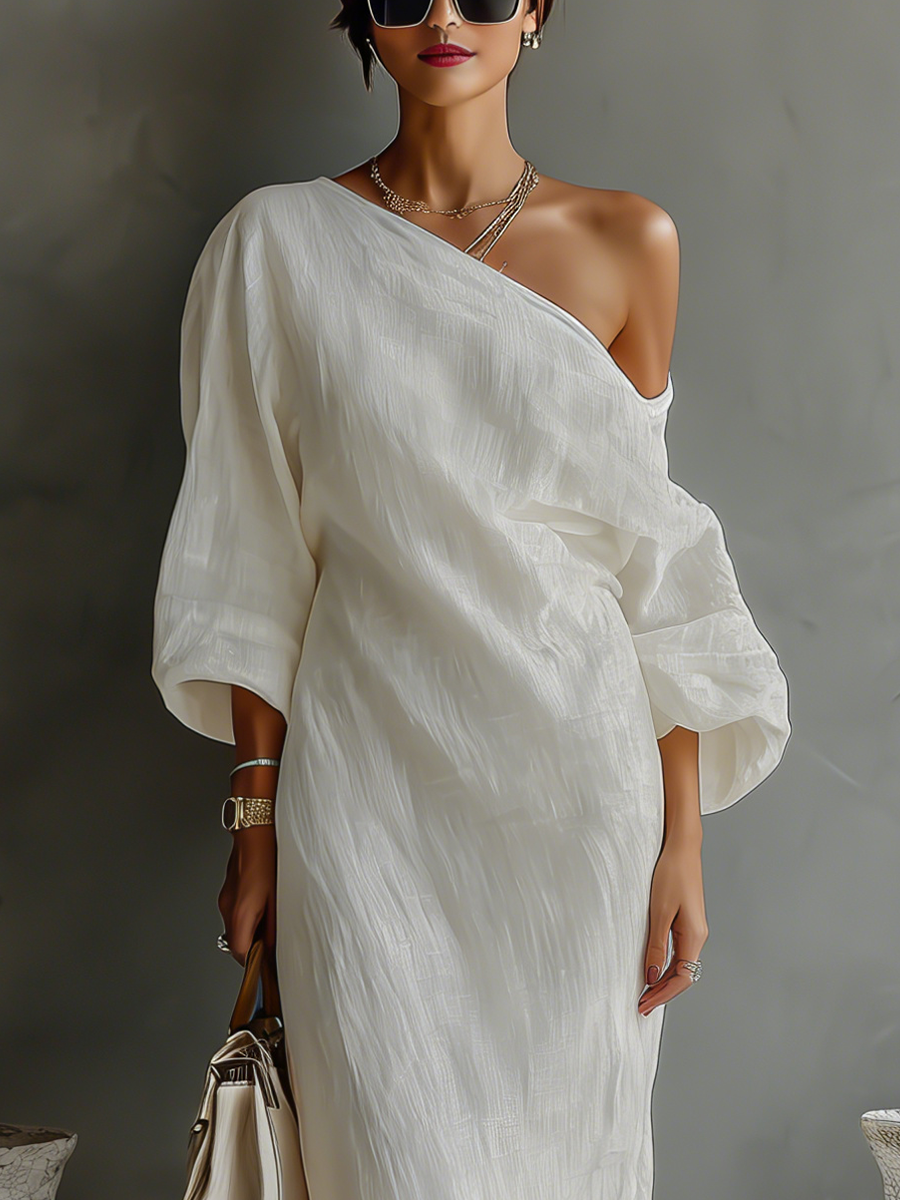 Alice | One-Shoulder Linen Maxi Dress