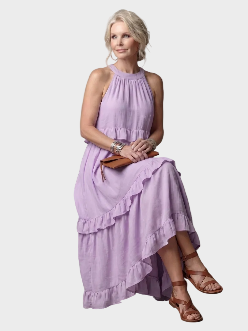 Kathleen | Open-Back Maxi Dress with Ruffles