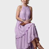 Kathleen | Open-Back Maxi Dress with Ruffles