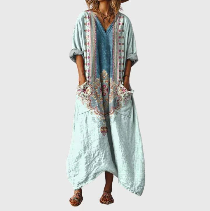 Lexi | Stretch Maxi Dress in Colourful Print