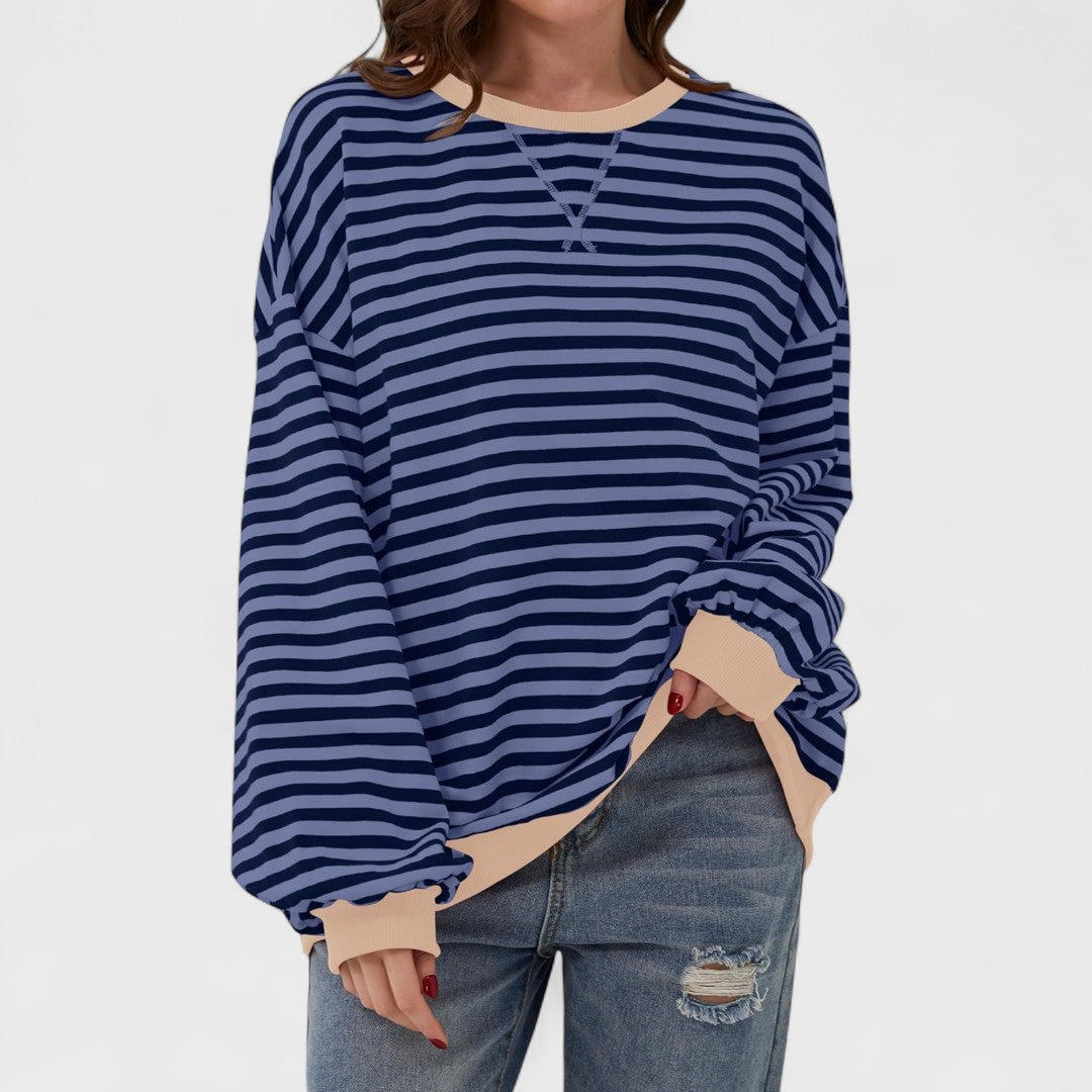 Contrast Collar Striped Jumper