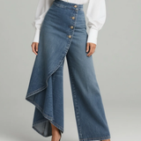 Wrap-Front Denim Trousers