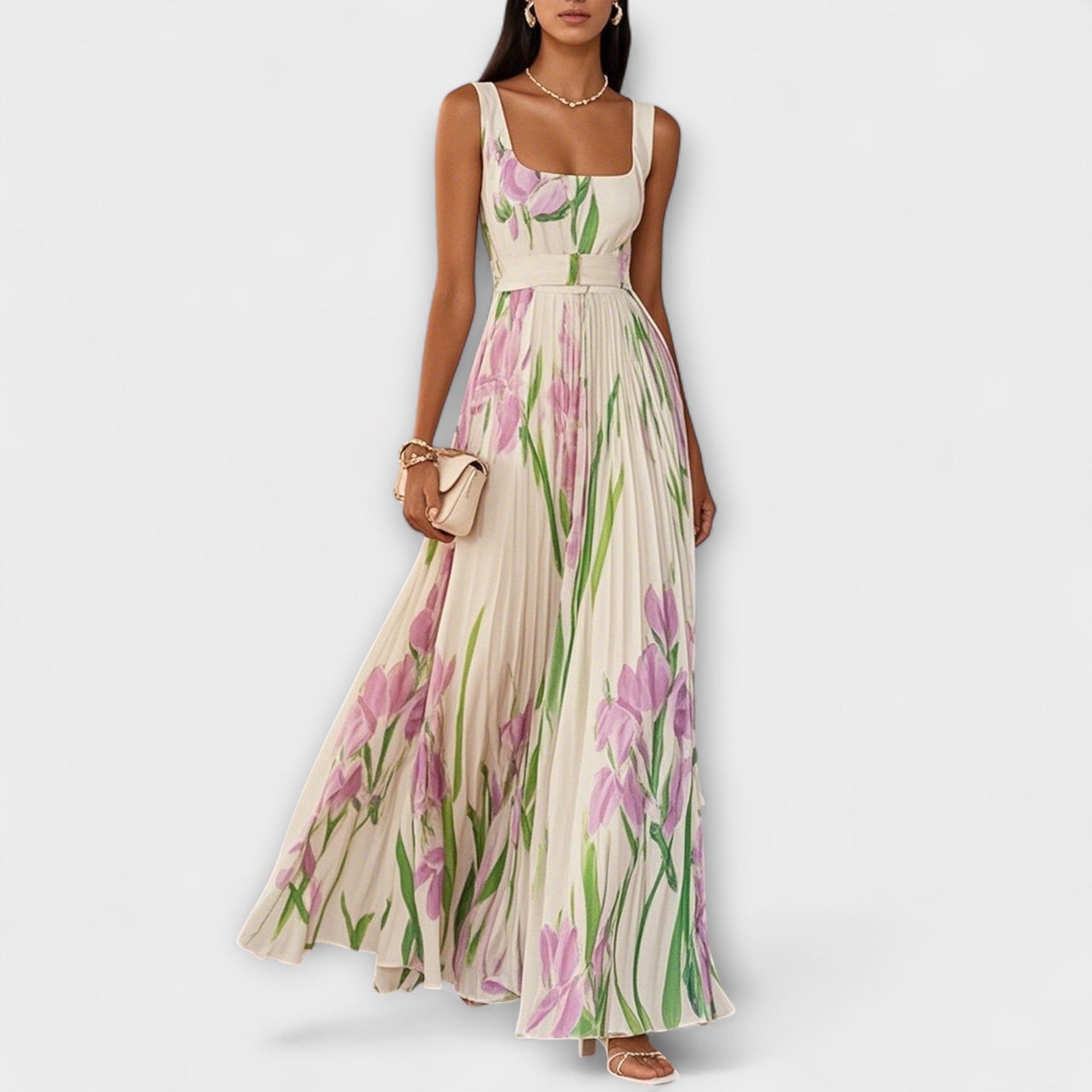 Penny | Chiffon Maxi Dress White, photo studio