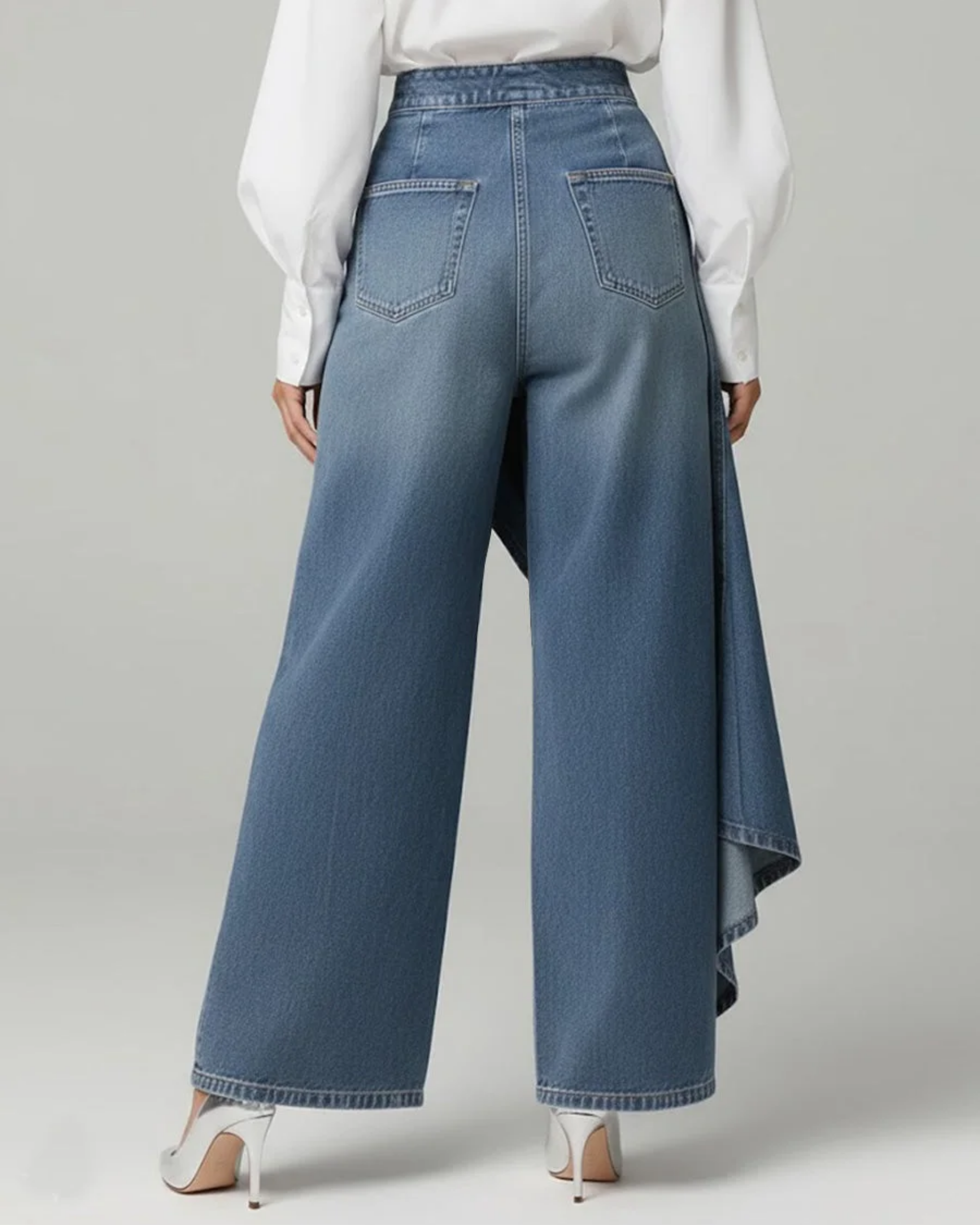 Wrap-Front Denim Trousers