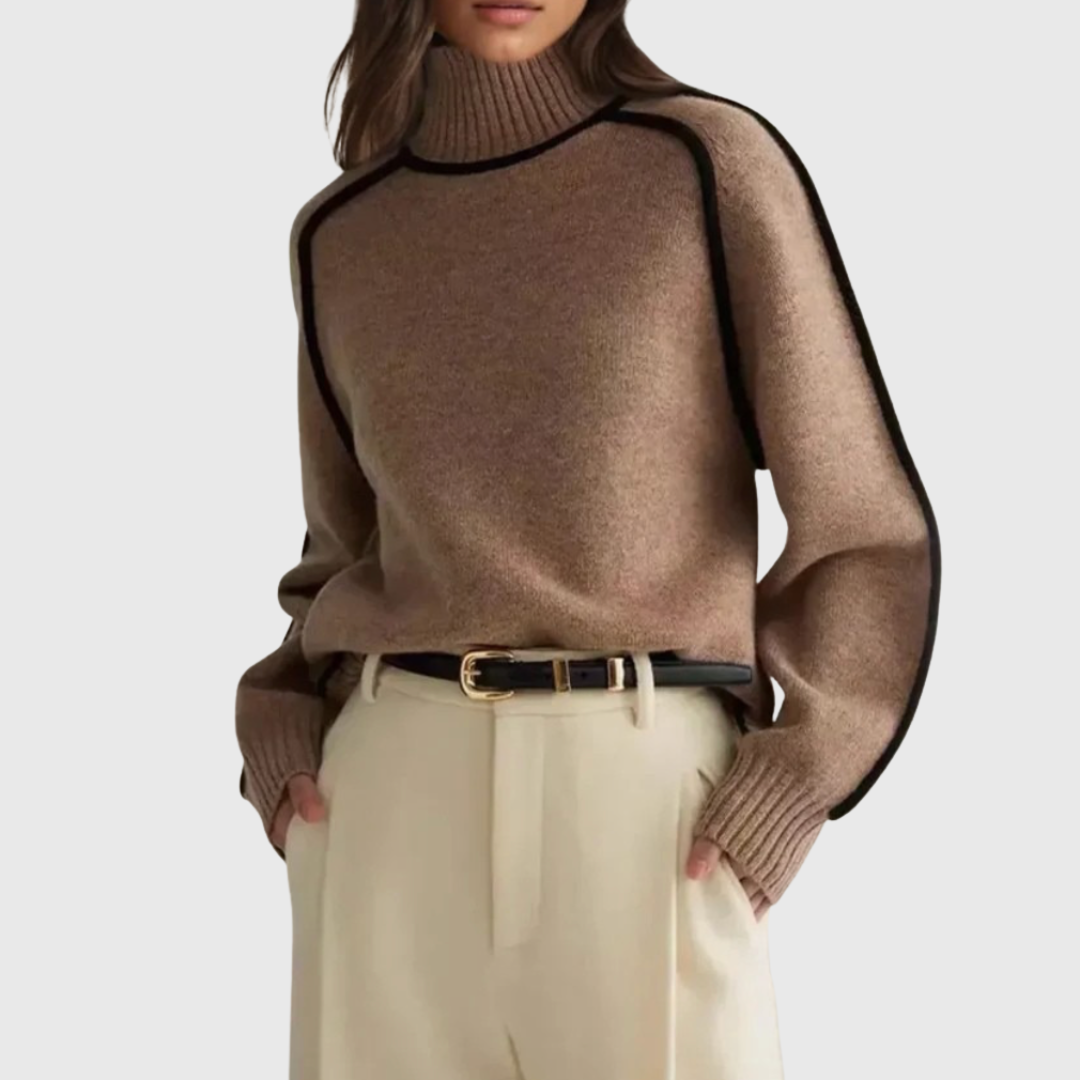 Black Outlined Turtleneck Jumper