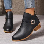 Bella | Ankle Boots with a Buckle Strap and Block Heel
