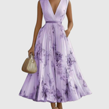 Amelia | Pleated Tie-Waist Maxi Dress