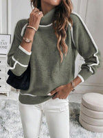 Contrast Stripe Turtleneck Jumper