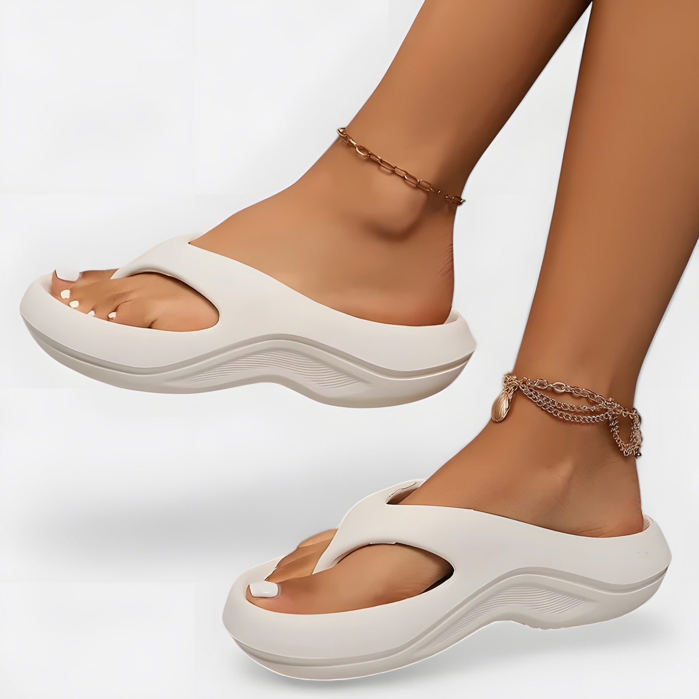 Dahlia | Women's Lightweight Slip-On Sandals White, photo studio