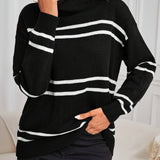 Camel Striped Turtleneck Jumper