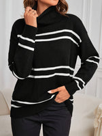 Camel Striped Turtleneck Jumper