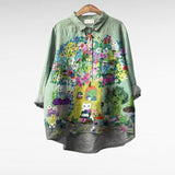 Elegant Summer Blouse in Sage Cottage Garden