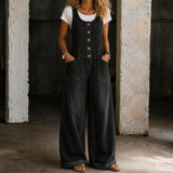 Black Washed Cotton Overalls