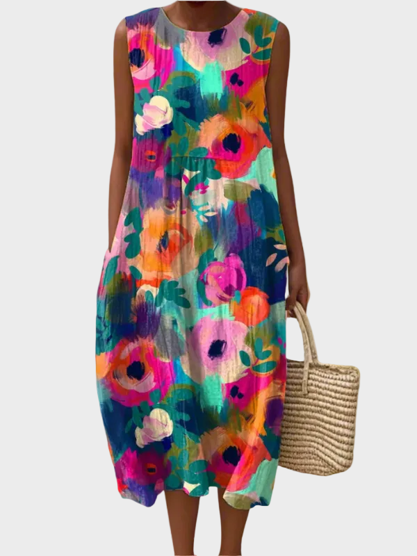 Julie | Effortless Midi Dress Multicolour, photo studio