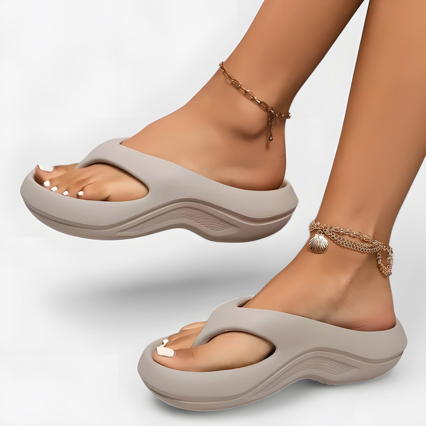 Dahlia | Women's Lightweight Slip-On Sandals Grey, photo studio