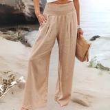 Penny | Wide-Leg Trousers with a Smocked High Waist