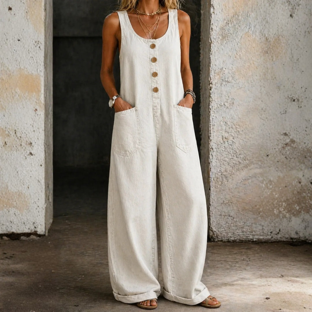 White Vintage Cotton Jumpsuit