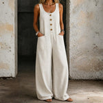 White Vintage Cotton Jumpsuit