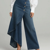 Wrap-Front Denim Trousers