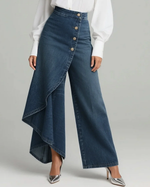 Wrap-Front Denim Trousers