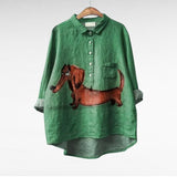 Elegant Summer Blouse in Green Dachshund