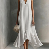 Juliana | Flowy Sleeveless Dress with Asymmetric Ruffle