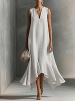 Juliana | Flowy Sleeveless Dress with Asymmetric Ruffle