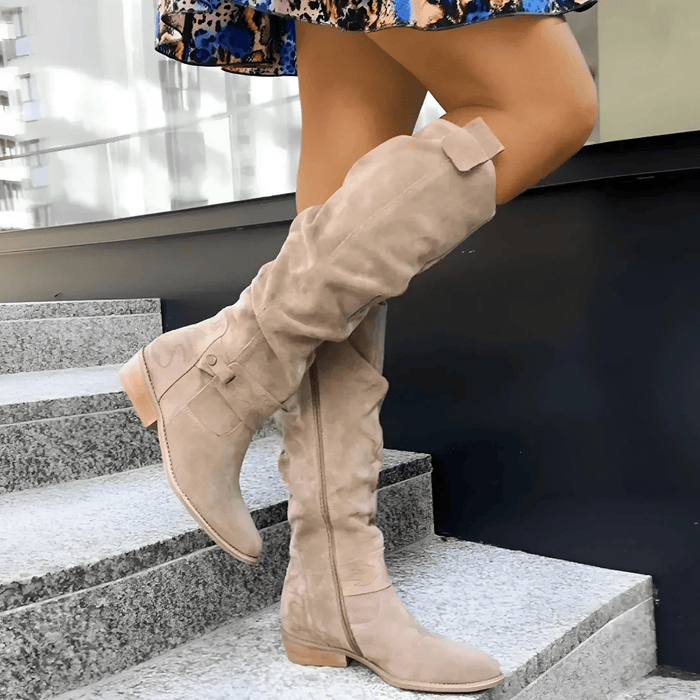 Madeleine | Knee-High Slouch Boots with a Low Block Heel