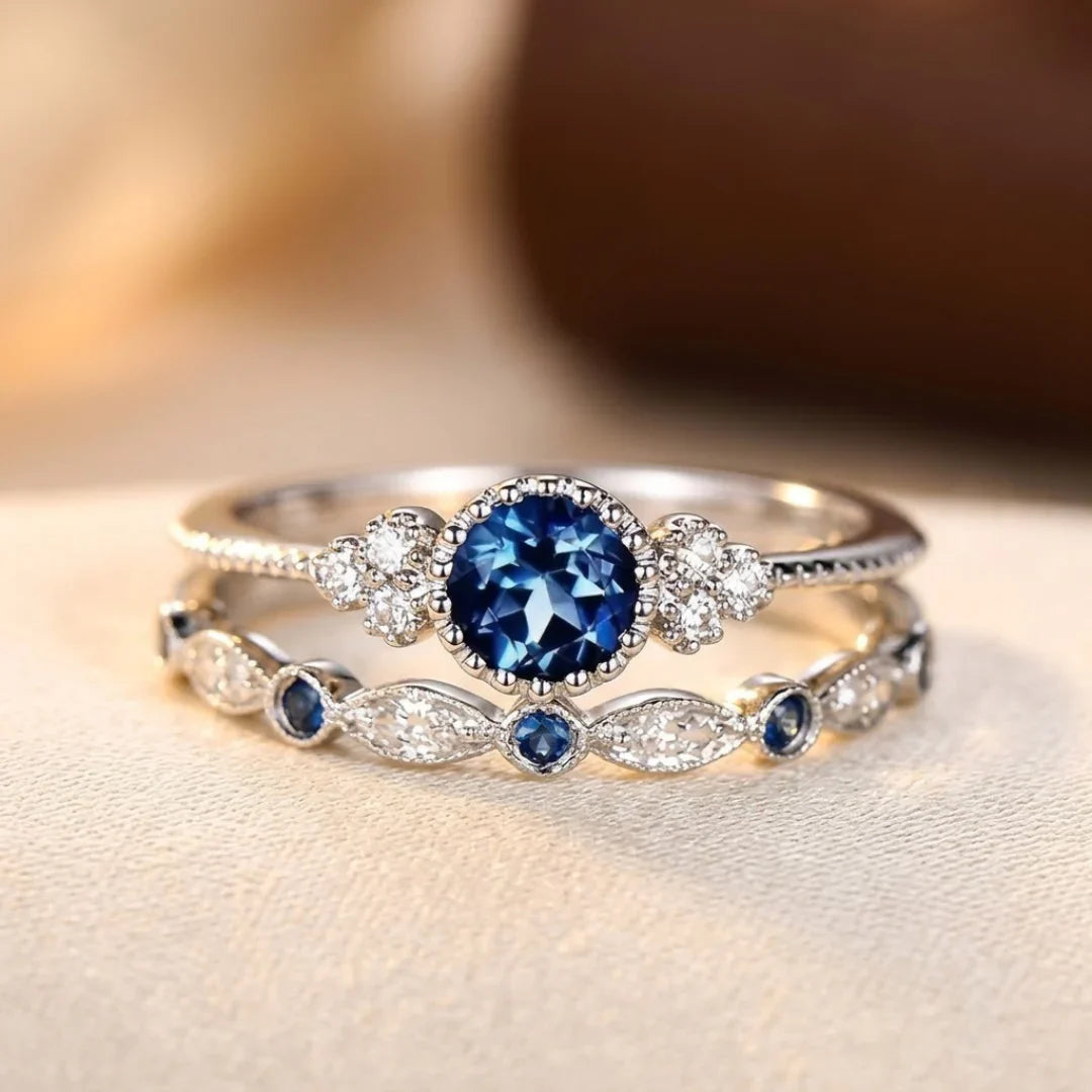 Sinead | Silver Sapphire Halo Ring