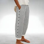 Milan | Cropped Tapered Trousers with Button Detail