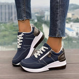 Emerie | Wedge Sneakers with Laces and a Side Zip