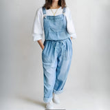 Relaxed Drawstring Denim Overalls