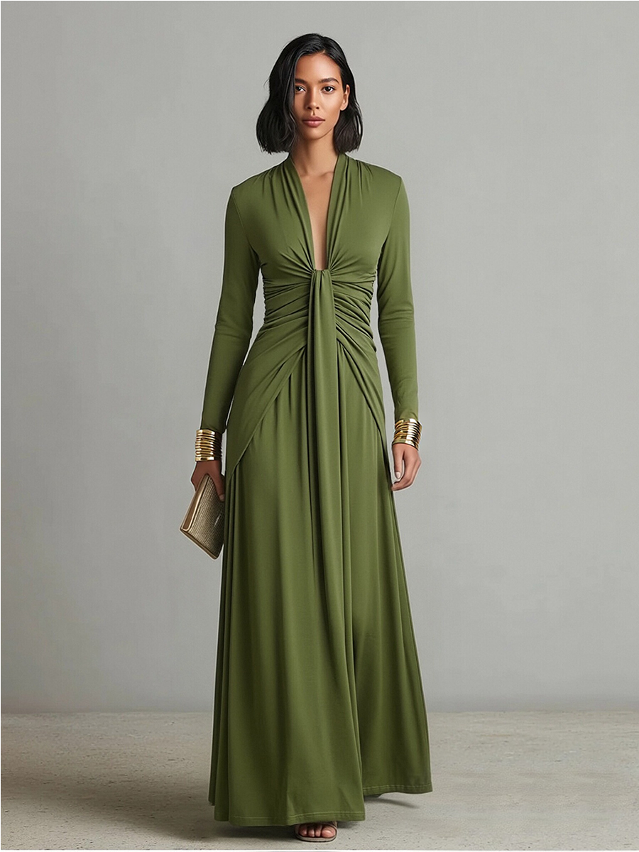 Sophie | Draped V-Neck Maxi Dress