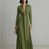 Sophie | Draped V-Neck Maxi Dress