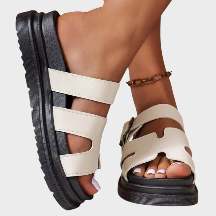 Elva | Platform Slide Sandals with an H-Cut Strap