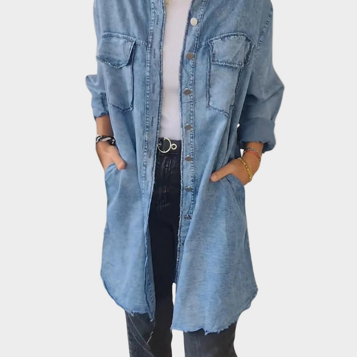 Long-Sleeve Denim Shirt Dress