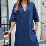 Navy Denim Shirt Dress